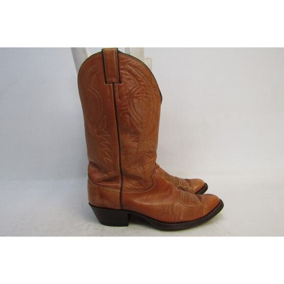 JUSTIN Mens Size 10 D Brown Orange Leather Cowboy Western Boots